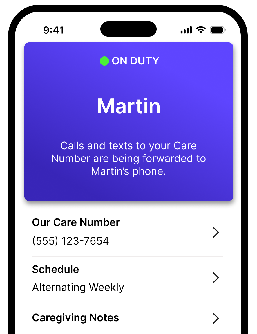 Care Number app screenshot